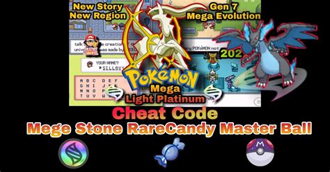 pokemon mega evolution gba cheat codes mega stone|Pokemon Mega Light Platinum Cheats .